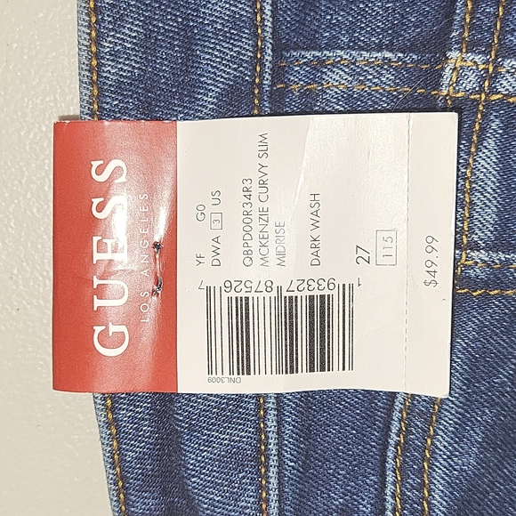 Guess Jean Pants. Mckenzie curvy slim midrise. Dark wash. - Picture 5 of 8